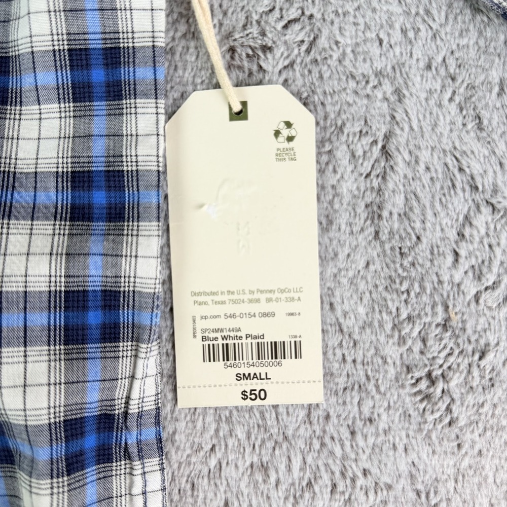 Mutual Weave Blue White Plaid Button Down Shirt Men's Small Cotton NWT - Picture 5 of 8
